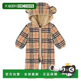 香港直邮Burberry 格纹连帽连体衣童装 巴宝莉 teddy 婴儿 1h可退