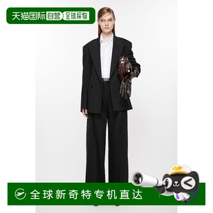 棉 歐洲直郵Acne SS25女士黑色羊毛 氨綸夾克外套西裝 Studios