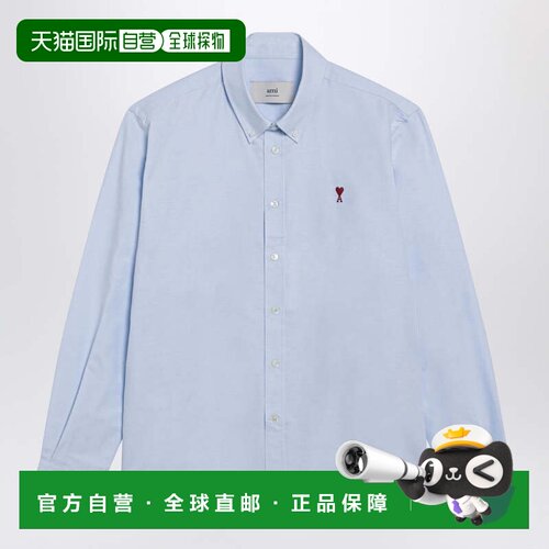 1h可退 香港直邮Ami Paris 男士 Ami de Coeur 浅蓝衬衫 BFUSH063