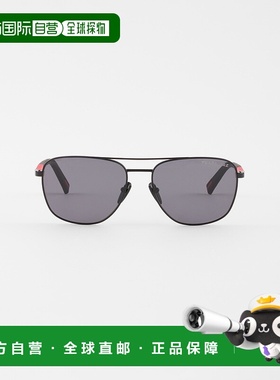 自营欧洲直邮Prada普拉达 Linea Rossa系列黑色金属logo标识太阳