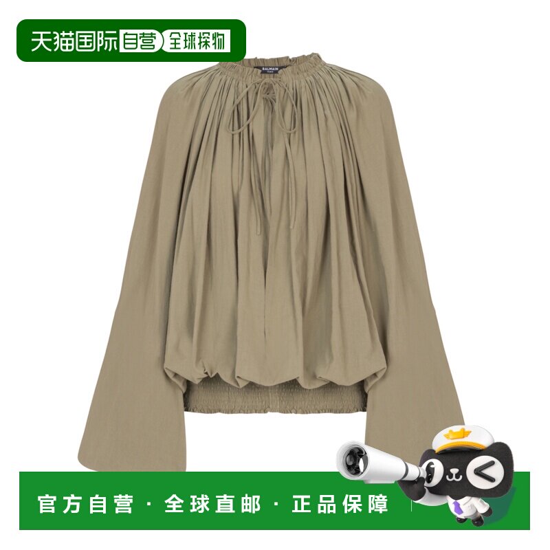 香港直邮Balmain 长袖衬衫 GF0IJ130CG68泡泡袖上衣女装