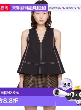 1h可退 香港直邮GANNI 甘尼 女士 黑色 Cotton A-line 上装 A1040