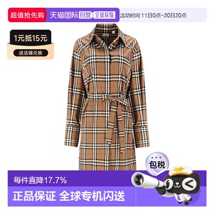 连衣裙 女士棉格纹印花单排扣长袖 自营欧洲直邮Burberry 博柏利