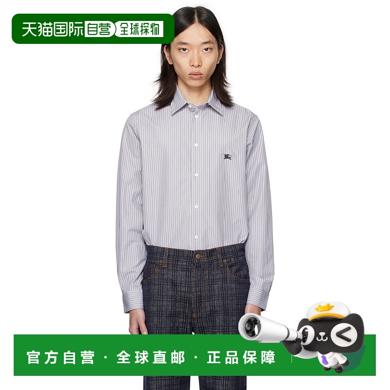 1h可退 香港直邮Burberry 巴宝莉 男士 黑色 & 白色 Striped Cott