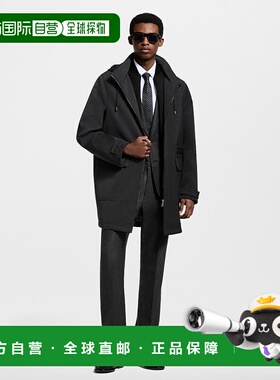 自营1h可退 欧洲直邮LV路易威登 男士深灰色初剪羊毛老花图案连帽