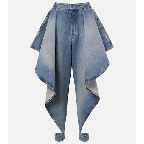 香港直邮alaia 女士 垂褶锥形牛仔裤 blue蓝色 舒适时尚直筒裤