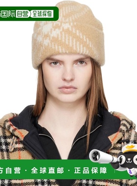 香港直邮Burberry 巴宝莉 女士 驼色 Check Mohair Wool Blend 毛