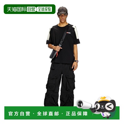 自营欧洲直邮Diesel迪赛 Zip-D X女士黑色可扩展尼龙斜挎包