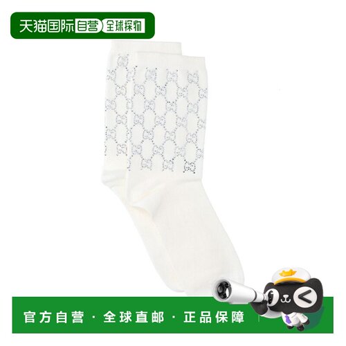1h可退 香港直邮Gucci 古驰 女士 GG 饰边罗纹袜 8616453GAP2