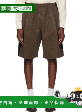 1h可退 香港直邮System 男士 棕色 Side Detail 人造绒面革短裤 S
