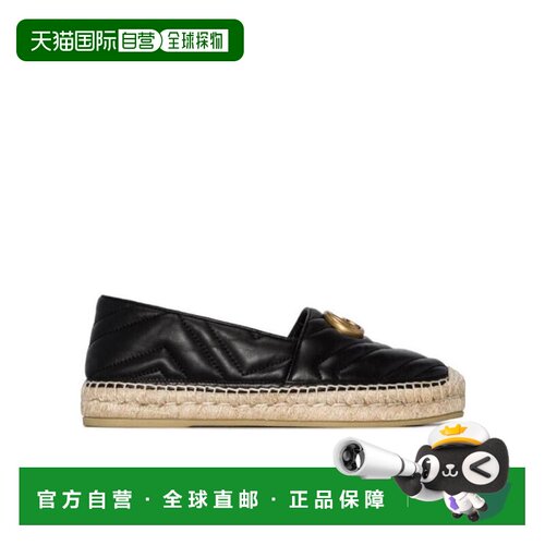 自营1h可退 Gucci 黑色人字纹绗缝草编鞋 551890BKO00女鞋一脚蹬