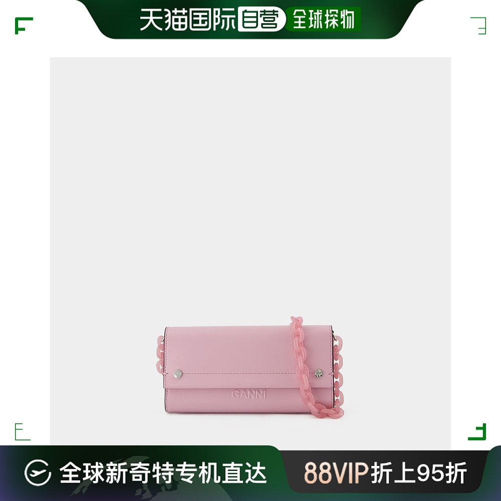 欧洲直邮GANNIBanner Envelope Wallet on chain- Ganni- Leath