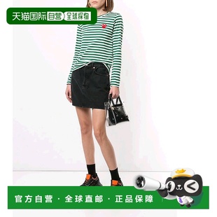 香港直邮Comme Des Garcons Play logo贴花条纹T恤 AZT163051