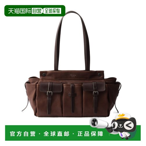 香港直邮Prada Route 大号皮革托特包单肩包 1BG6【付后1h可退】