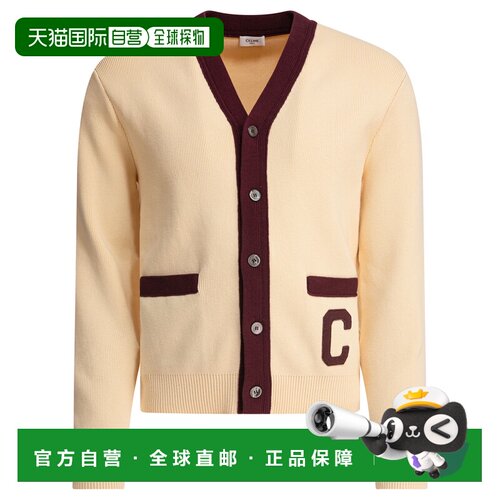 香港直邮CELINE 男士针织衫 RV08I192W01EZ SS2026 浅棕色 Logo d
