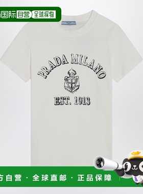 香港直邮Prada 普拉达 女士 白色带Logo印花T恤 3557BOOO16XQF000