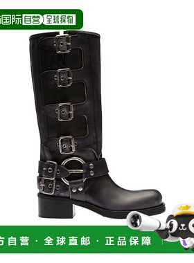 香港直邮Miu Miu缪缪徽标高跟皮靴时装靴时尚潮流5W792D3F33FM050