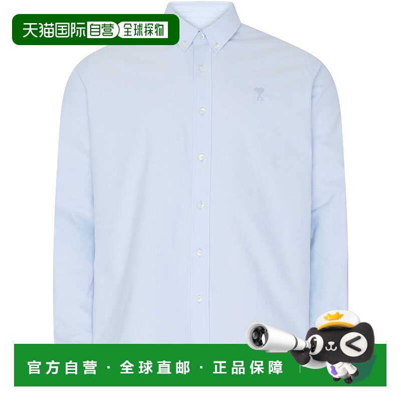 1h可退 香港直邮Ami Paris 男士 长袖牛津衬衫  舒适时尚牛仔