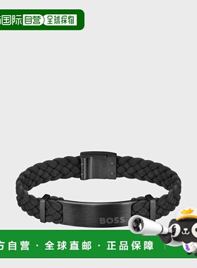自营欧洲直邮HUGO BOSS雨果BOSS ORANGE带徽标牌的黑色绒面皮革编