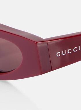 1h可退 香港直邮Gucci 古驰 女士 徽标猫眼太阳眼镜 red红色 舒适