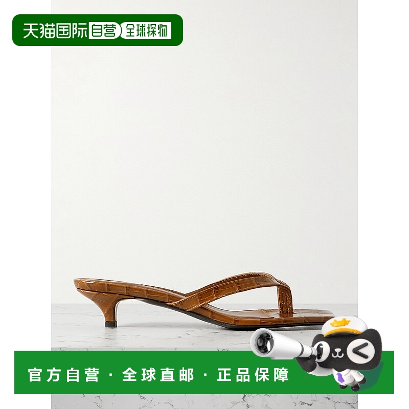 1h可退 香港直邮TOTÊME 女士 鳄鱼纹皮质凉鞋 241WAS1010LE0076