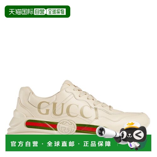 自营欧洲直邮GUCCI/古驰 经典款爆款Rhyton女士象牙色皮革印花双G