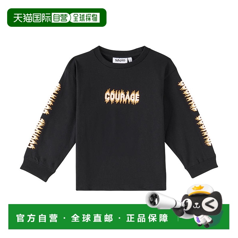 1h可退 香港直邮Molo 女童 Rube 印花棉质T恤童装 black黑色 舒适