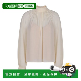 垂褶高領襯衫 1h可退 香港直邮VINCE 女士 beige米色 V158313174
