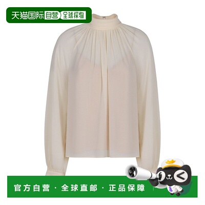 1h可退 香港直邮VINCE 女士 垂褶高領襯衫 V158313174 beige米色
