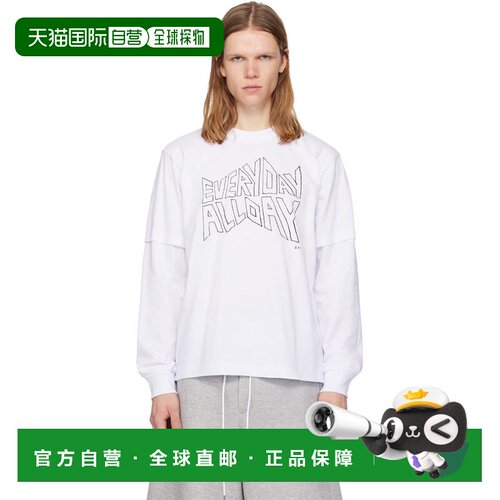 1h可退 香港直邮Sacai 男士 白色 geoff sacai 系列印花长袖 T恤