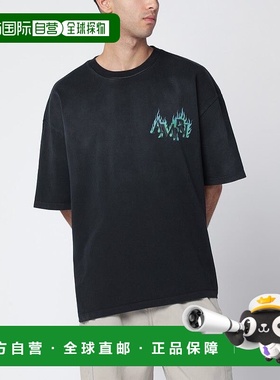 1h可退 香港直邮AMIRI 男士 FLAMES 黑色徽标印花T恤 AMTOJR1115
