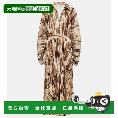 1h可退 香港直邮Simkhai 女士 Indiana 印花泡泡纱中长连衣裙 001