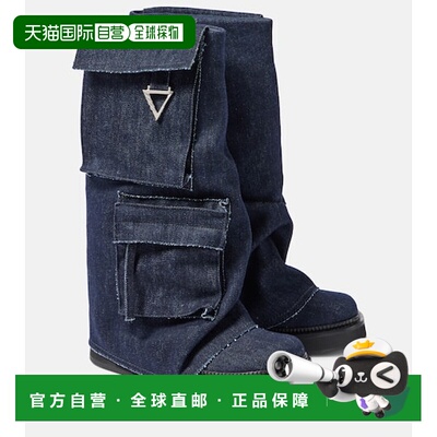 1h可退 香港直邮The Attico 女士 Robin 牛仔布战地靴 blue蓝色