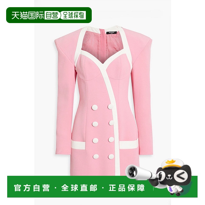 1h可退 香港直邮Balmain 巴尔曼 女士 Two-tone 绉纱迷你连衣裙 V