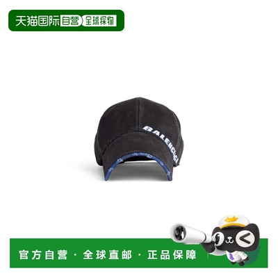 欧洲直邮BALENCIAGA (2025) 男士黑色 Tilted Typo 棒球帽经典