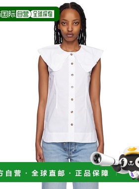 1h可退 香港直邮GANNI 甘尼 女士 白色 Sleeveless 衬衫 F4715