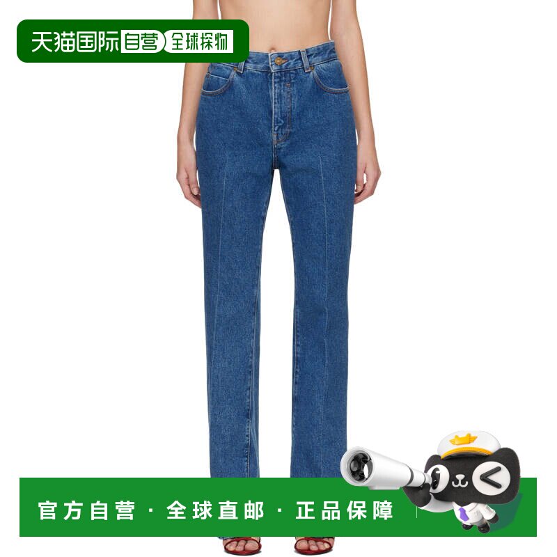 香港直邮Balmain 巴尔曼 女士 蓝色 Boot Cut 牛仔裤 GF1MI070DG0