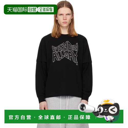 1h可退 香港直邮Sacai 男士 黑色 geoff sacai 系列印花长袖 T恤