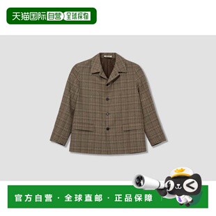 1h可退 香港直邮AURALEE 女士 NEP A26SJ01SN 真丝亚麻格纹深褐色