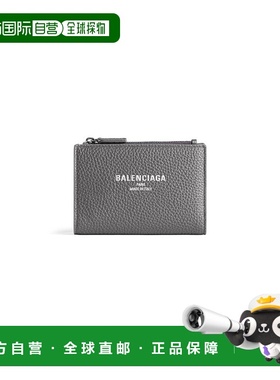 自营欧洲直邮Balenciaga巴黎世家 Credit男士灰色小牛皮logo标识