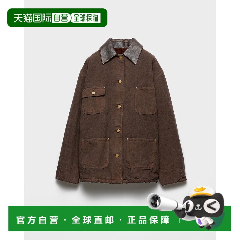 欧洲直邮PRADA (2025) 帆布卡车司机夹克普拉达皮草