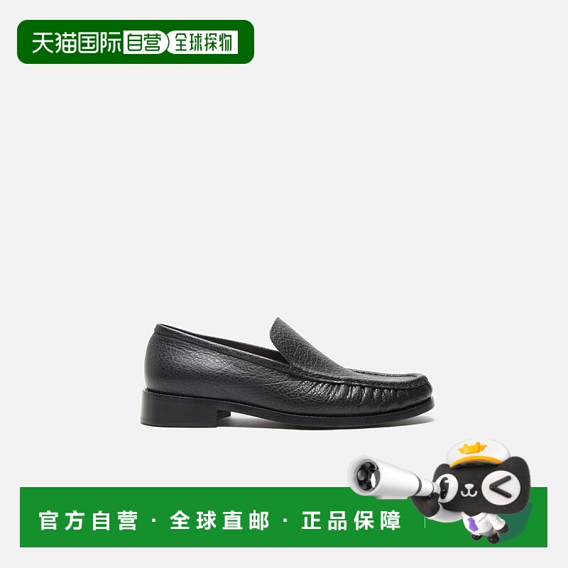 自营欧洲直邮Acne Studios FW25男士黑色小牛皮logo标识莫卡辛鞋