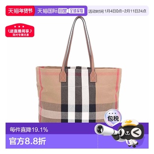 欧洲直邮BURBERRY博柏利经典纺织格纹托特包/双肩背包新年礼物