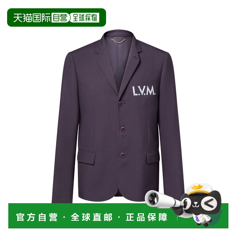 自营欧洲直邮LV路易威登 男士紫靛色羊毛刺绣西装夹克