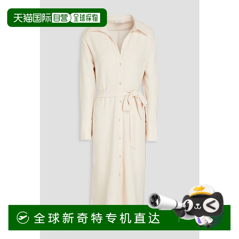 香港直邮VINCE 女士 束带褶裥绉纱中长衬衫式连衣裙 V967951646