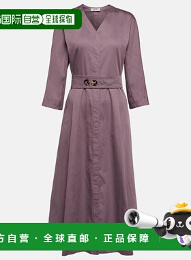 1h可退 香港直邮S-MAXM ARA 女士 褶裥棉质中长连衣裙 001380