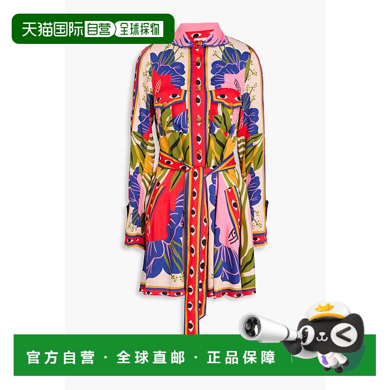 香港直邮FARM RIO 女士 印花缎面迷你衬衫式连衣裙 321349SURREAL