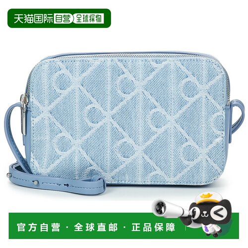 欧洲直邮Calvin Klein Jeans包女单肩背带斜挎包蓝色EMBLEM AOP D