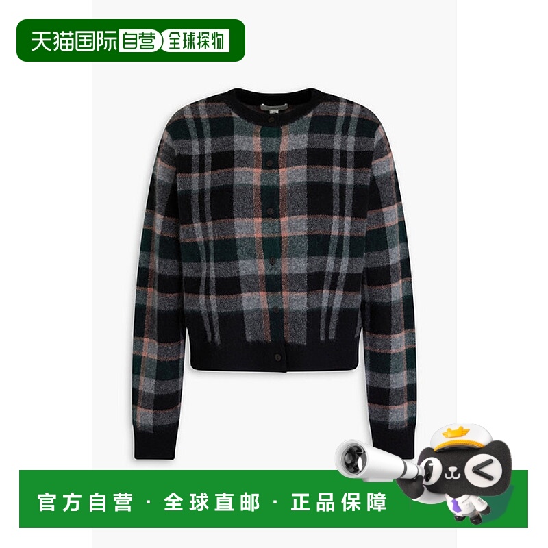 香港直邮VINCE 女士 格纹羊绒针织开衫 V067679637