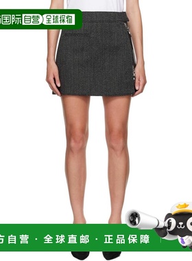 1h可退 香港直邮Courreges 女士 黑色 Zipped Caviar 短裙 325CJU